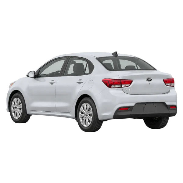 シルバーの2021 Kia Rio（リア斜め（左向き）ビュー）