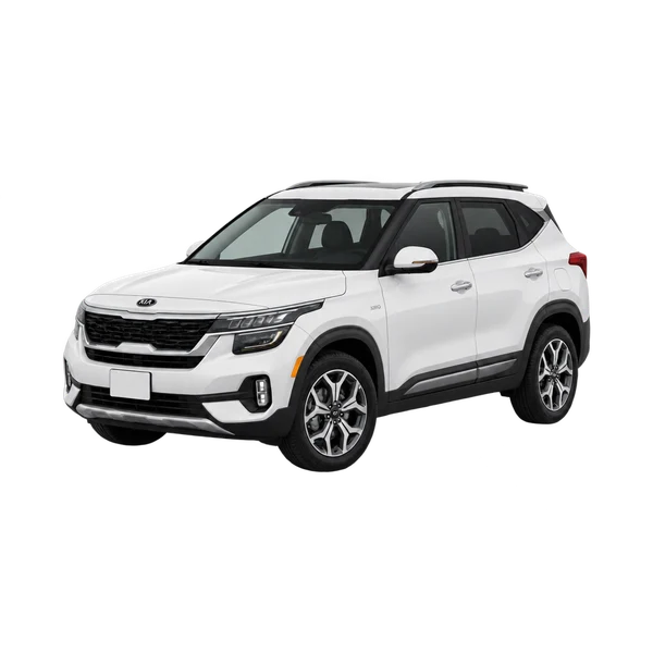 Kia Seltos 2020 branco, vista dianteira em três quartos (voltada para a esquerda)