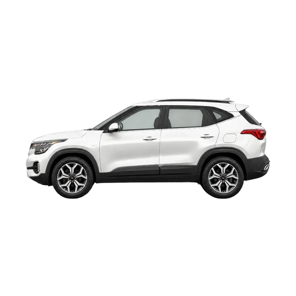 Kia Seltos 2021 branco, vista lateral (voltada para a esquerda)