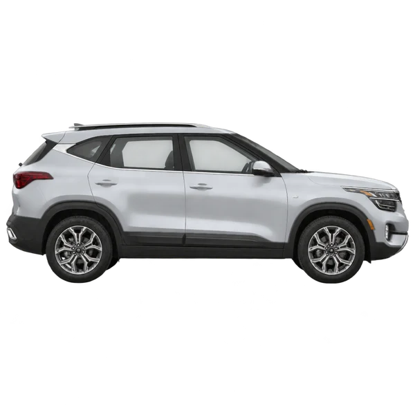 Kia Seltos 2022 prata, vista lateral (voltada para a direita)