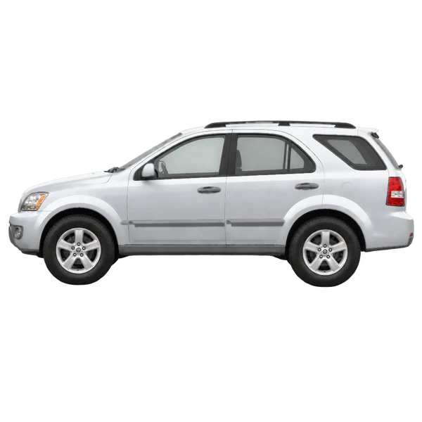 Kia Sorento 2009 prata, vista lateral (voltada para a esquerda)