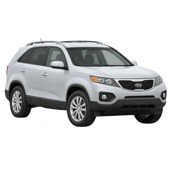 Kia Sorento 2010 prata, vista dianteira em três quartos (voltada para a esquerda)