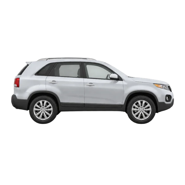 Kia Sorento 2012 en plateado, vista lateral (hacia la derecha)