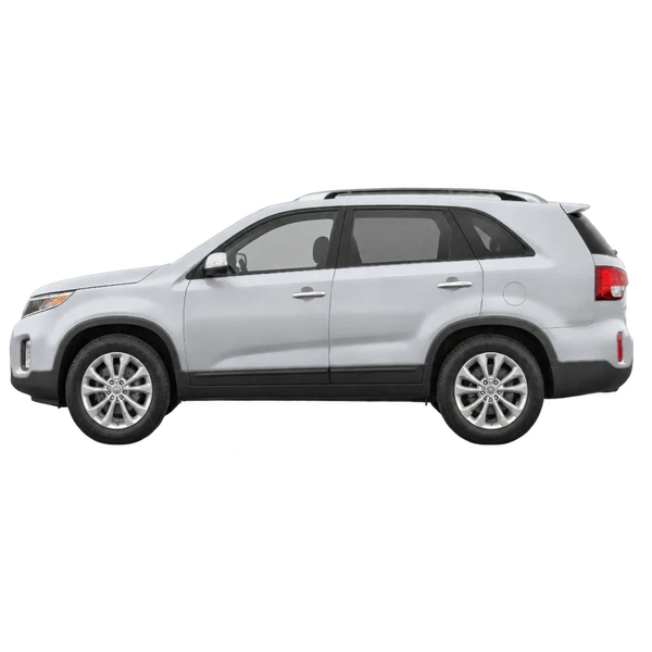 Kia Sorento 2015 prata, vista lateral (voltada para a esquerda)