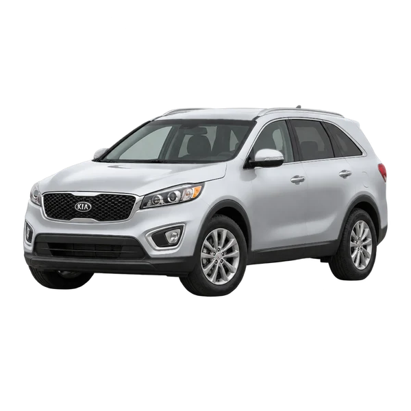 Kia Sorento 2016 prata, vista dianteira em três quartos (voltada para a esquerda)