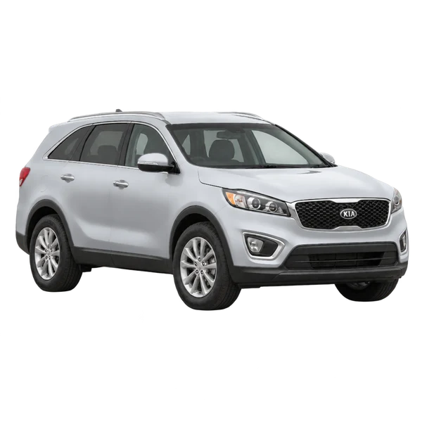 Kia Sorento 2016 prata, vista três quartos dianteiro (voltado para a direita)