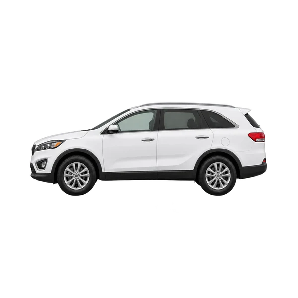 Kia Sorento 2017 باللون أبيض، منظر جانبي (متجه إلى اليسار)