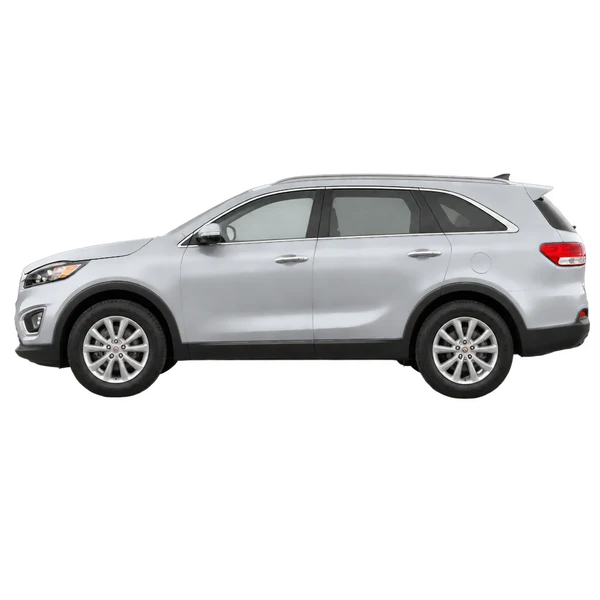 Kia Sorento 2018 prata, vista lateral (voltada para a esquerda)