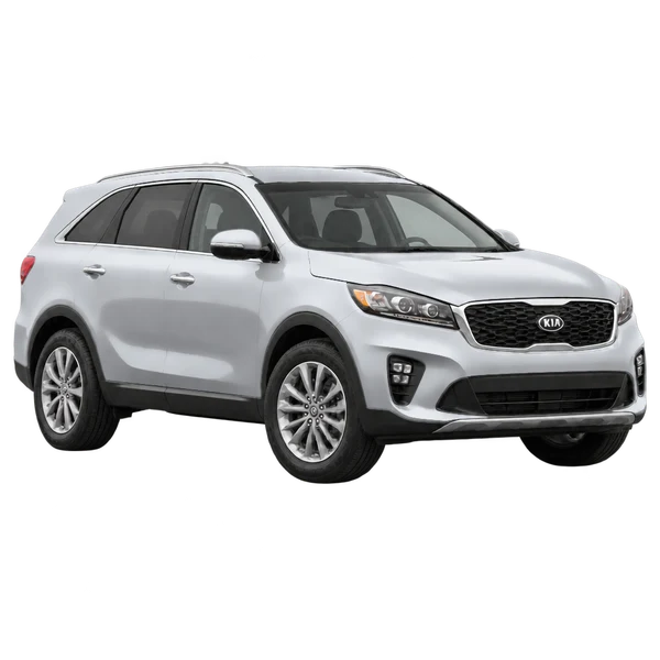 Kia Sorento 2020 prata, vista três quartos dianteiro (voltado para a direita)