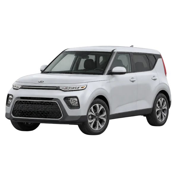 シルバーの2020 Kia Soul（フロントスリークォーター(左向き)ビュー）