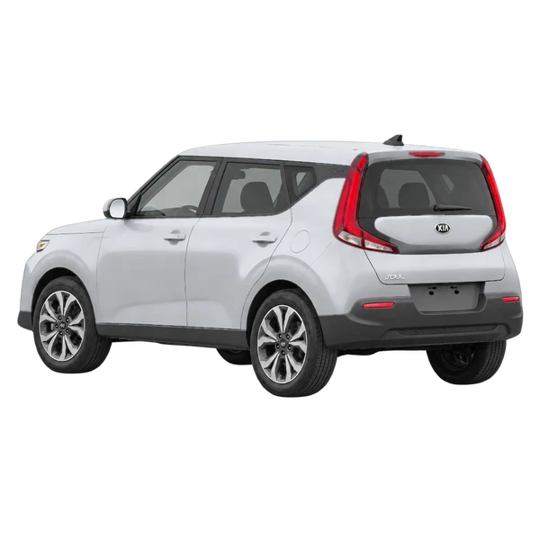 2021 Kia Soul in Silber, Ansicht: Dreiviertelansicht von hinten (nach links gerichtet)