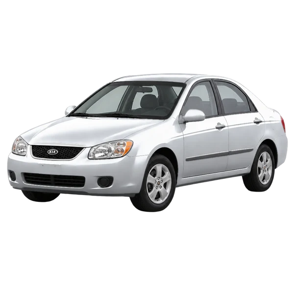 2005 KIA Spectra — Front three-quarter (facing left), silver