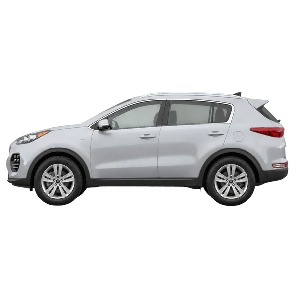 Kia Sportage 2018 باللون فضي، منظر جانبي (متجه إلى اليسار)