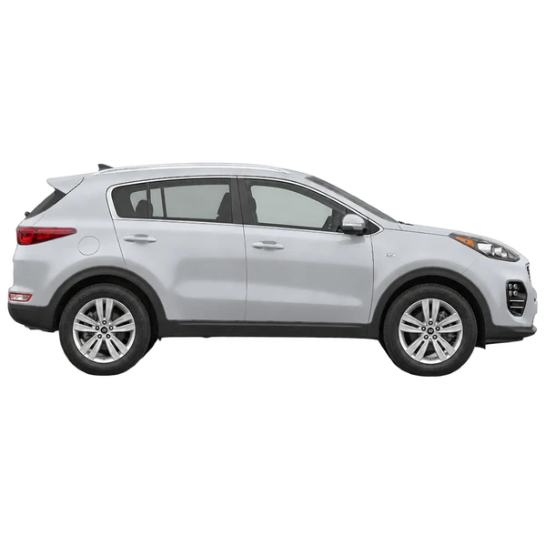 Kia Sportage 2018 باللون فضي، منظر منظر جانبي (باتجاه اليمين)