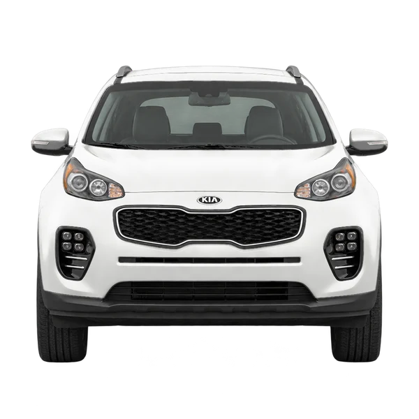Kia Sportage 2018 باللون أبيض، منظر أمامي