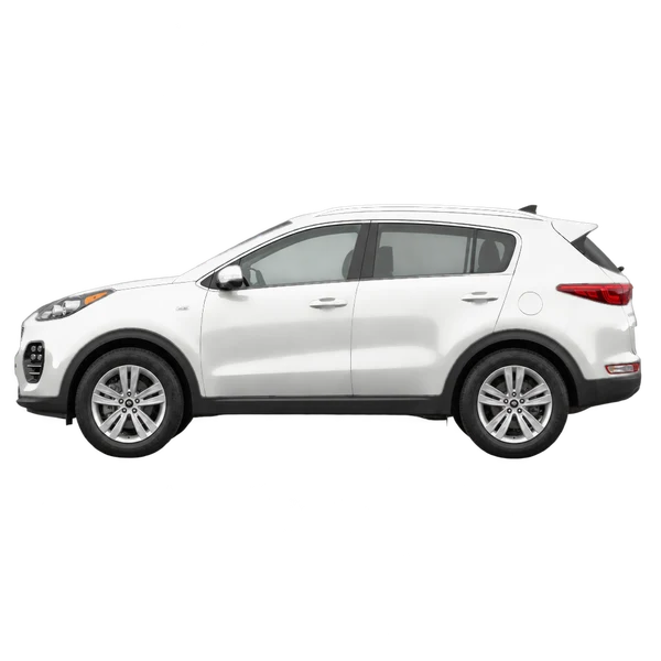 Kia Sportage 2018 باللون أبيض، منظر جانبي (متجه إلى اليسار)