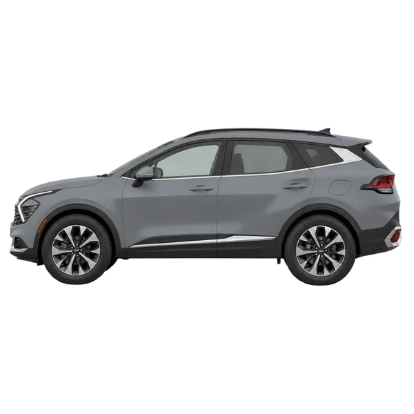 Kia Sportage 2023 باللون رمادي، منظر جانبي (متجه إلى اليسار)