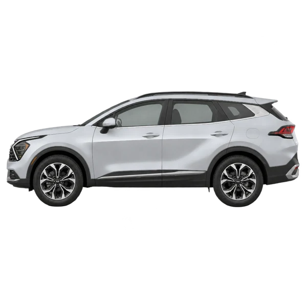 Kia Sportage 2026 باللون فضي، منظر جانبي (متجه إلى اليسار)