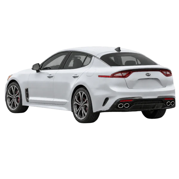 シルバーの2020 Kia Stinger（リア斜め（左向き）ビュー）