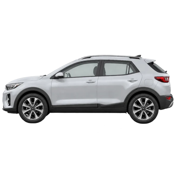 Kia Stonic 2024 prata, vista lateral (voltada para a esquerda)
