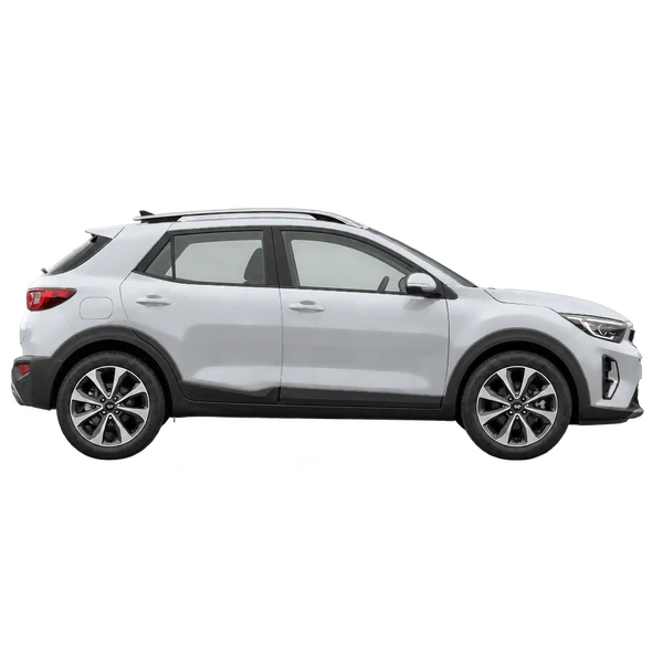Kia Stonic 2024 prata, vista lateral (voltada para a direita)