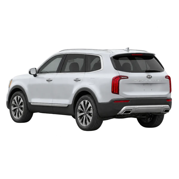 2021 Kia Telluride in Silber, Ansicht: Dreiviertelansicht von hinten (nach links gerichtet)