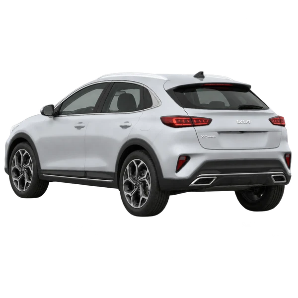 Kia Xceed 2025 prata, vista três quartos traseira (voltada para a esquerda)