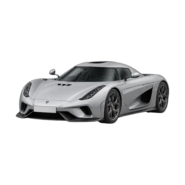 Koenigsegg Regera 2016 argent, vue trois-quarts avant (orienté vers la gauche)