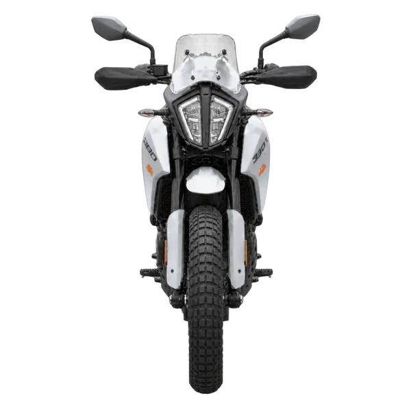 KTM 390 Adventure 2026 prata, vista frente
