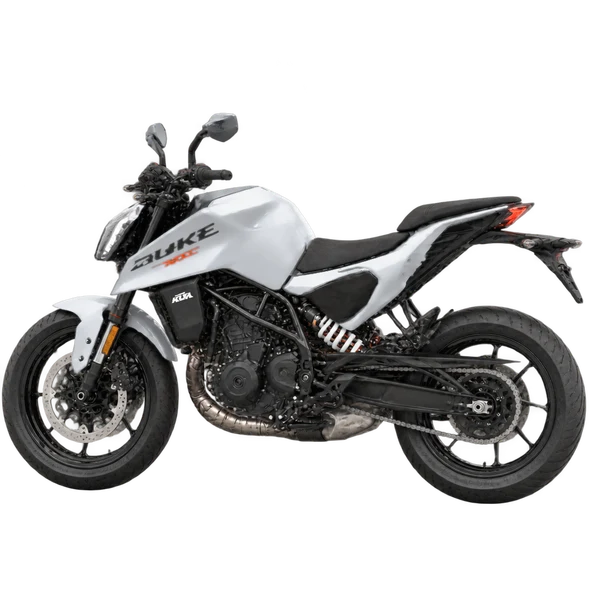 2024 KTM 390 Duke in Silber, Ansicht: Seite (nach links gerichtet)