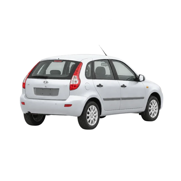 Lada 1119 2012 argent, vue trois-quarts arrière (tourné vers la droite)