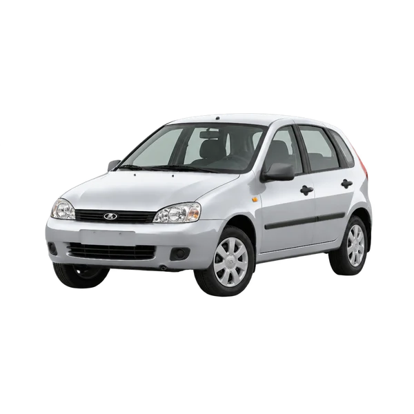 Lada 1119 2013 باللون فضي، منظر منظر أمامي بزاوية ثلاثة أرباع (متجه لليسار)