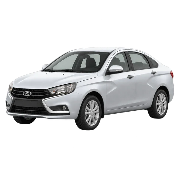 2020 Lada Vesta in Silber, Ansicht: Dreiviertelansicht vorne (nach links gerichtet)