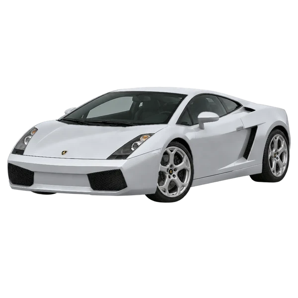 Lamborghini Gallardo 2008 en plateado, vista frontal tres cuartos (hacia la izquierda)