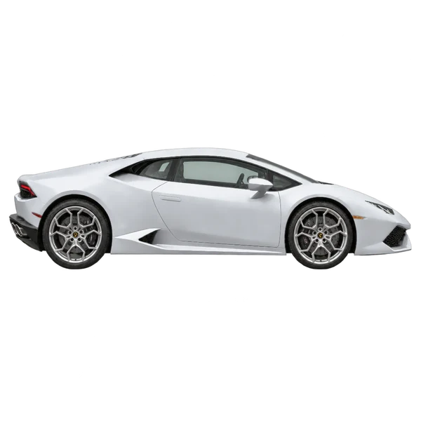 Lamborghini Huracan 2018 en plateado, vista lateral (hacia la derecha)