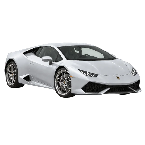 Lamborghini Huracan 2021 en plateado, vista tres cuartos frontal (mirando a la derecha)