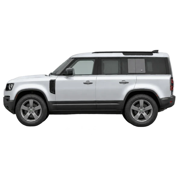 Land Rover Defender 110 2026 argent, vue côté (vers la gauche)