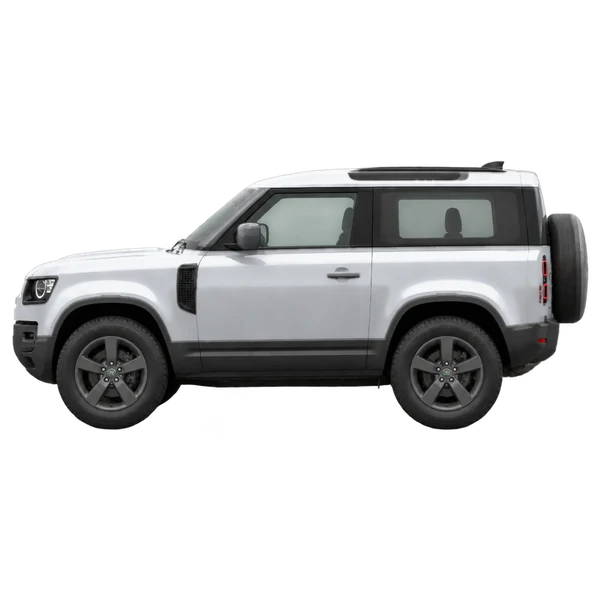 Land Rover Defender 90 2026 argent, vue côté (vers la gauche)