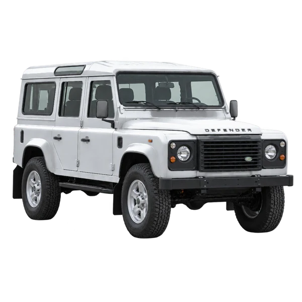 silver 2009 Land Rover Defender front three-quarter (facing left) view