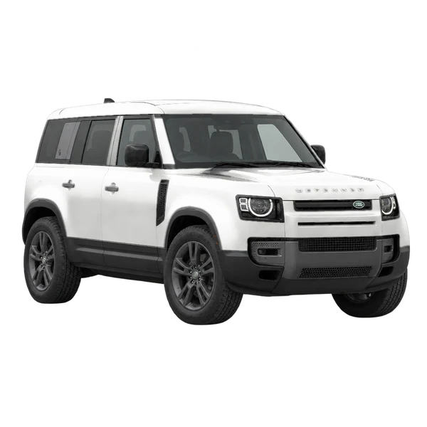 white 2020 Land Rover Defender front three-quarter (facing left) view