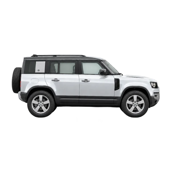 2022 Land Rover Defender in Silber, Ansicht: Seite (nach rechts gewandt)