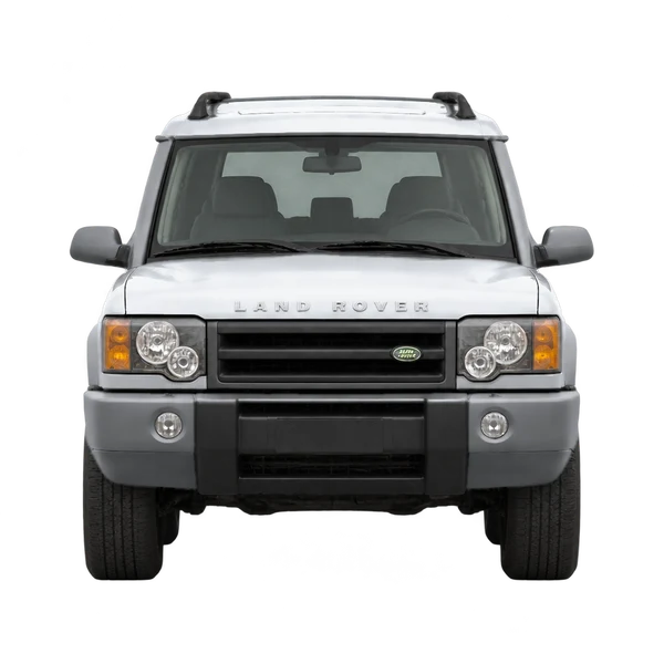 Land Rover Discovery 2003 باللون فضي، منظر أمامي