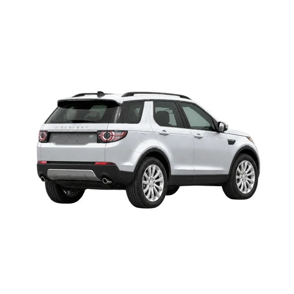 silver 2017 Land Rover Discovery rear three-quarter (facing left) view
