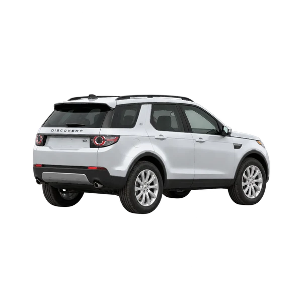 silver 2017 Land Rover Discovery rear three-quarter (facing right) view