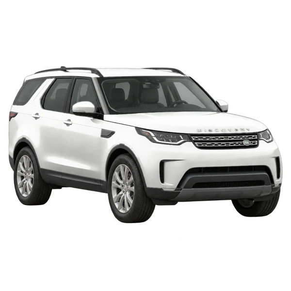 ホワイトの2018 Land Rover Discovery（フロントスリークォーター(左向き)ビュー）