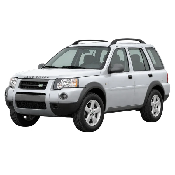 Land Rover Freelander 2004 prata, vista dianteira em três quartos (voltada para a esquerda)