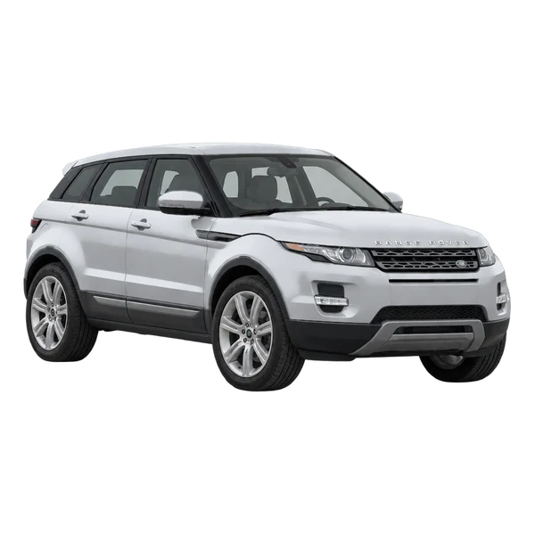 Land Rover Range Rover Evoque 2012 باللون فضي، منظر منظر أمامي بزاوية ثلاثة أرباع (متجه لليسار)