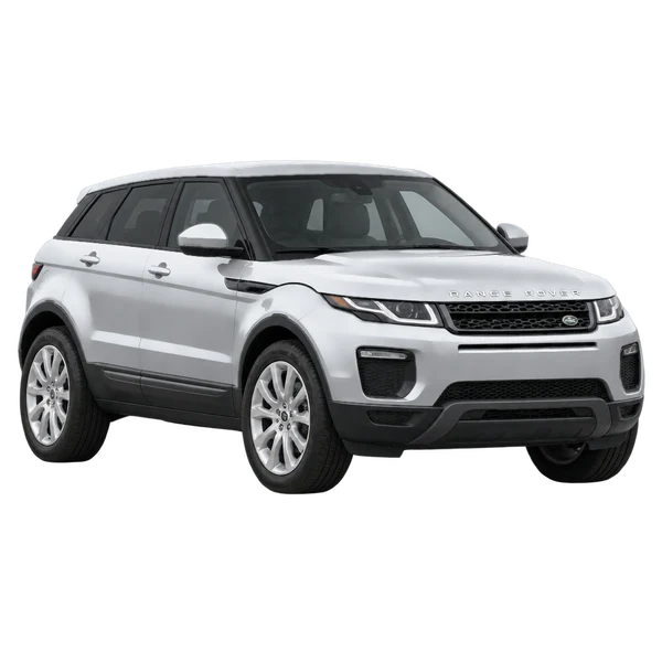 Land Rover Range Rover Evoque 2017 باللون فضي، منظر منظر أمامي بزاوية ثلاثة أرباع (متجه لليسار)