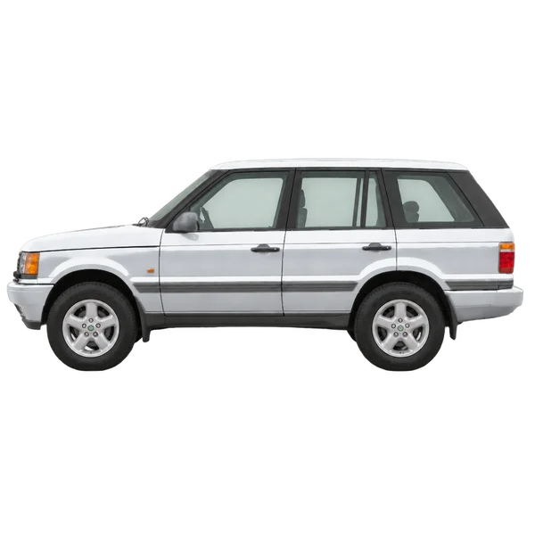 Land Rover Range Rover 2003 prata, vista lateral (voltada para a esquerda)