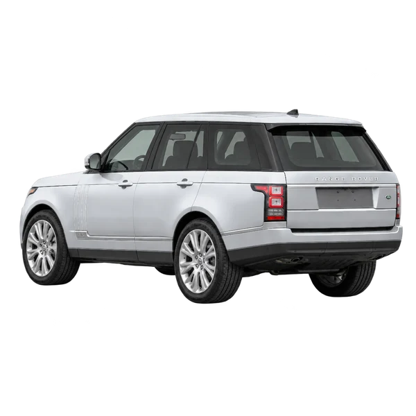 2021 Land Rover Range Rover in Silber, Ansicht: Dreiviertelansicht von hinten (nach links gerichtet)